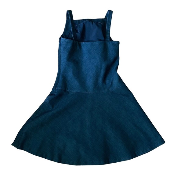RAOUL Denim Dress Square Neck Lined Cotton A-Line Sleeveless Drop Waist Sz US 2 - Picture 3 of 8